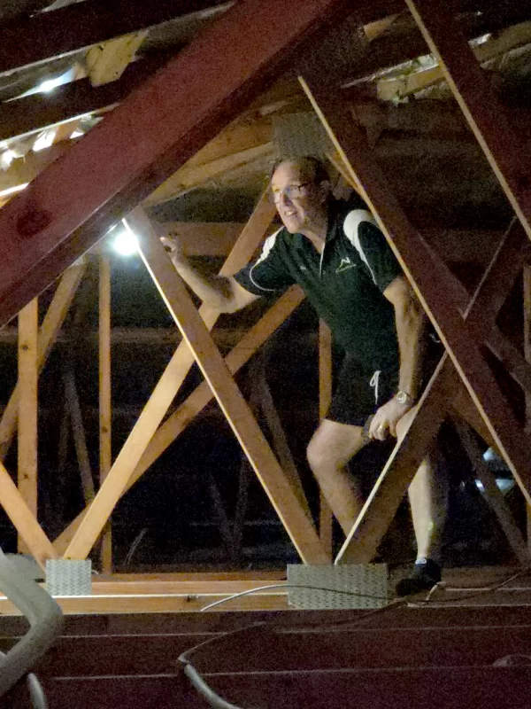 Marto Building Inspections Shane Martin inspecting in the roof